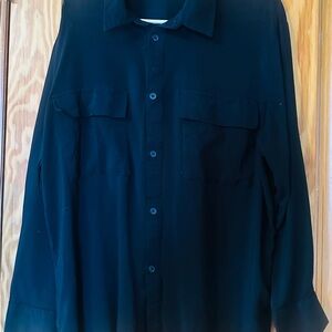 Zara Black Button-Up Long Sleeve Shirt, XL, 💯 Viscose
